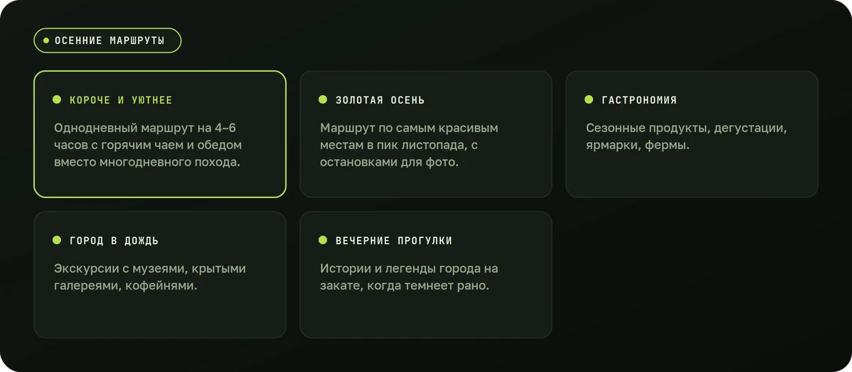 Осенние маршруты — схема