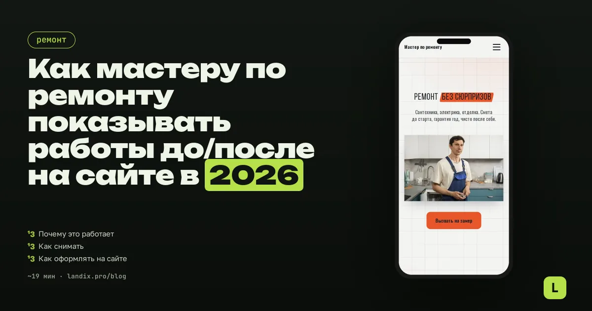 Как мастеру по ремонту показывать работы до/после на сайте в 2026
