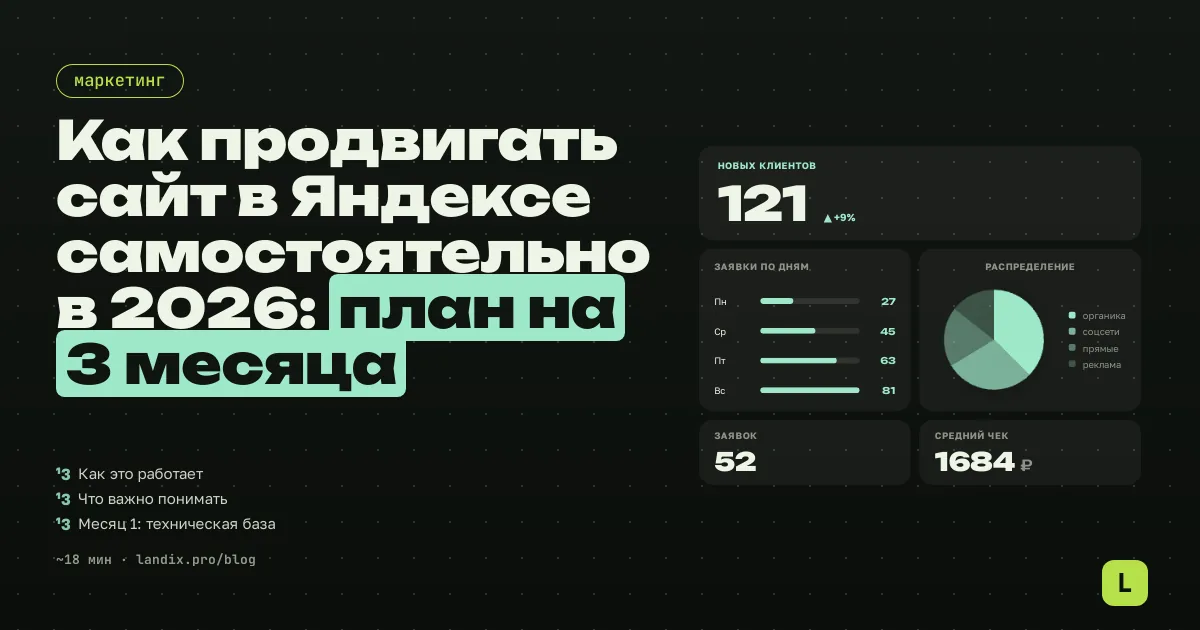 Как продвигать сайт в Яндексе самостоятельно в 2026: план на 3 месяца