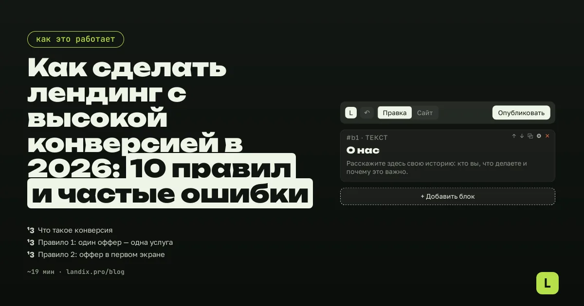 Как сделать лендинг с высокой конверсией в 2026: 10 правил и частые ошибки