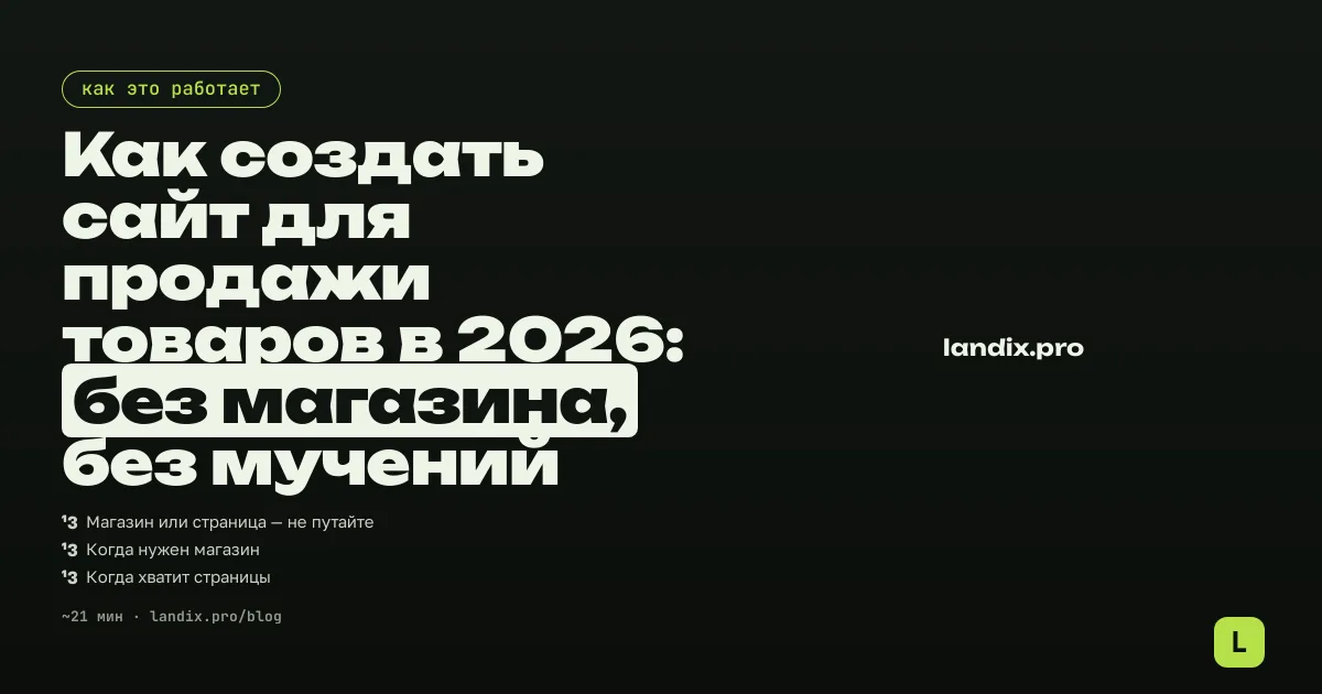 Как создать сайт для продажи товаров в 2026: без магазина, без мучений