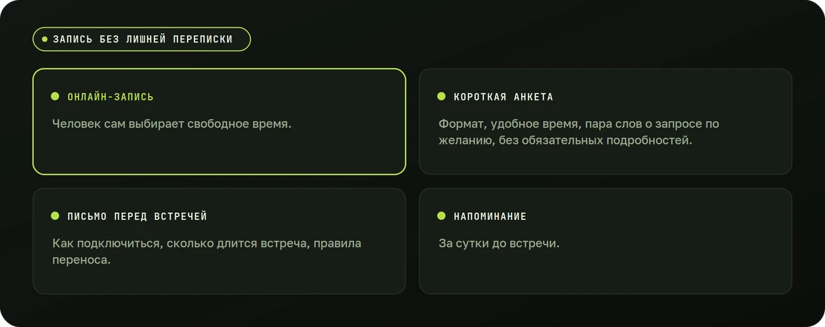 Запись без лишней переписки — схема