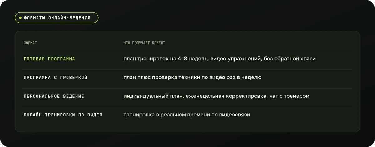 Форматы онлайн-ведения — схема