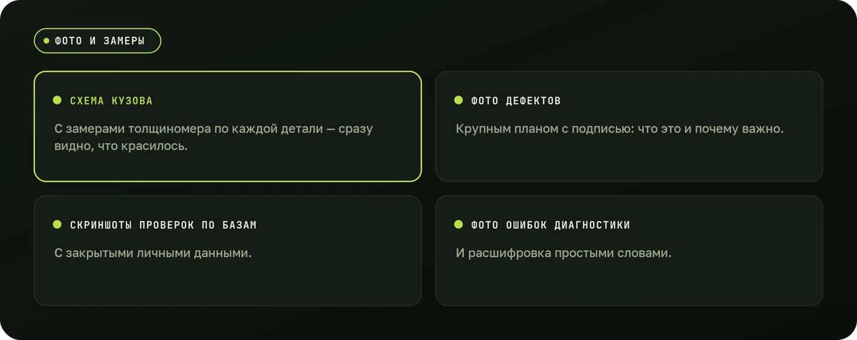 Фото и замеры — схема