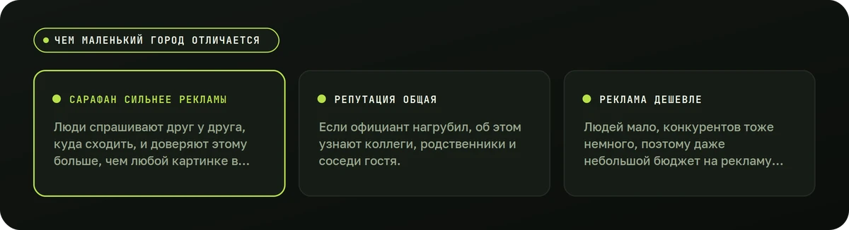 Чем маленький город отличается — схема