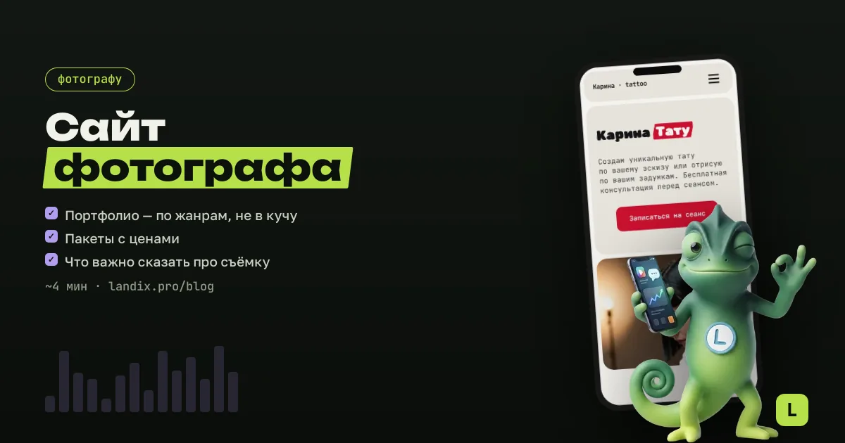 Сайт для фотографа: портфолио, пакеты, бронь даты