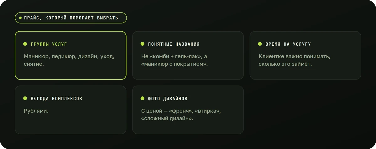 Прайс, который помогает выбрать — схема
